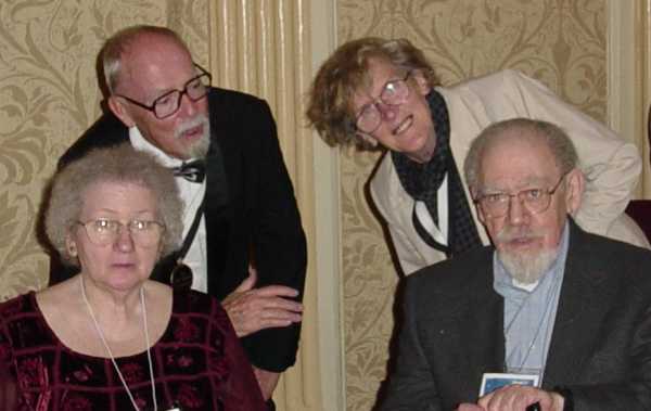 Harry Harrison and Katherine MacLean with Fruma and Phil Klass (William Tenn)