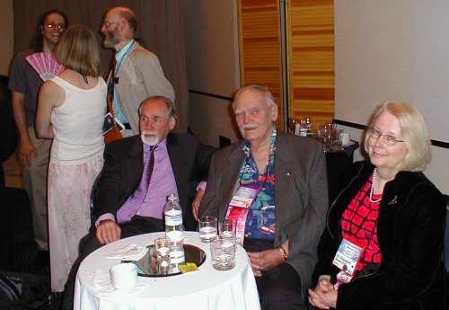 Pre-Hugo Reception - Robert Silverberg, Fred Pohl, Elizabeth Ann Hull (with Tobias Buckell (Campbell Nominee) and Stan Schmidt (Professional Editor Nominee) in the Background)