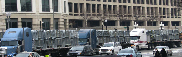 Monday, January 19 - Walking Tour of Washington - Trucks of Crowd Barriers